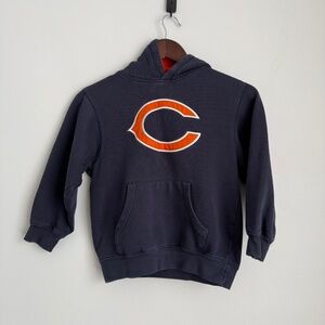 CHICAGO BEARS Youth Kids 7 Navy Blue Orange Long Sleeve Hooded Sweatshirt CC1